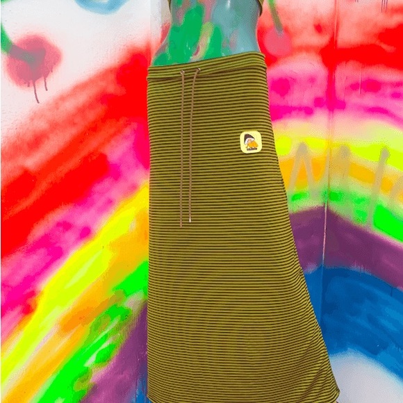 Omighty Shroom Skirt in Olive Stripes Maxi, Size Small - Picture 5 of 11